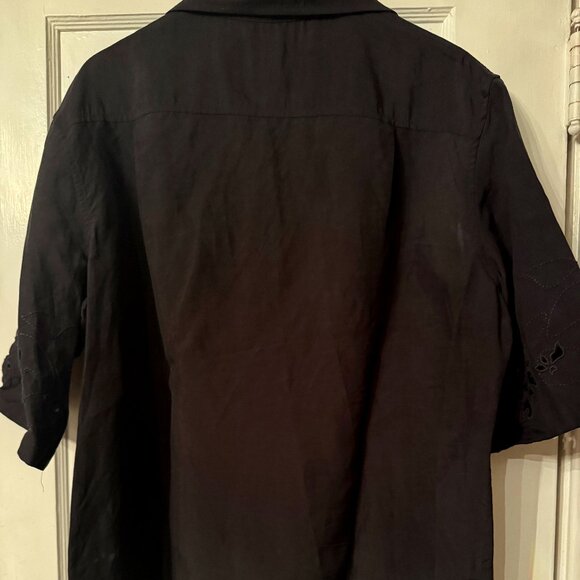 ZARA BLACK EMBROIDERED EYELET SHIRT LIMITED EDITION Sz Med - Picture 2 of 6